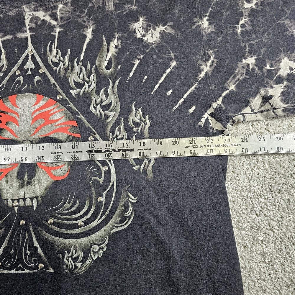 Y2K Survivors AOP Skull Spade Flames Adult XL Black T-Shirt Biker Edgy Grunge - Picture 7 of 8